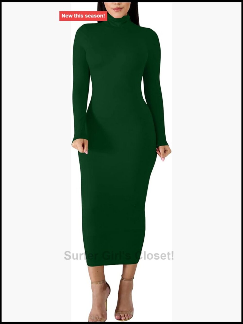 Women's Turtleneck Long Sleeve Bodycon Maxi Dress Party Pencil Formal